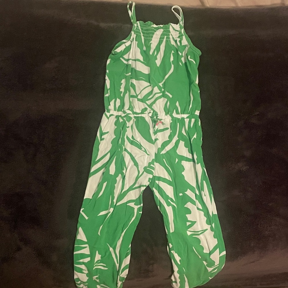 Lilly Pulitzer Green Leaf Print Kids Romper